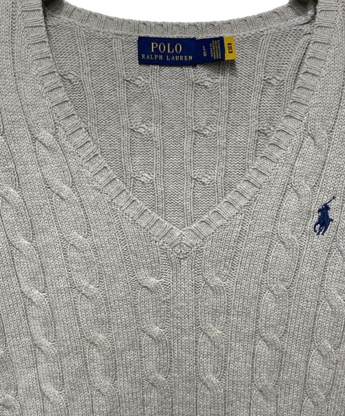 POLO RALPH LAUREN（ポロ・ラルフローレン）POLO RALPH LAUREN (ポロ・ラルフローレン) Vネックニット グレー サイズ:Lの古着・服飾アイテム