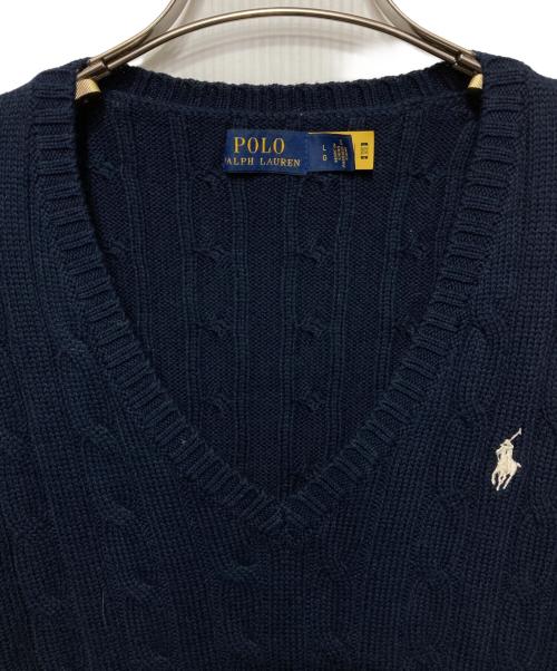 POLO RALPH LAUREN（ポロ・ラルフローレン）POLO RALPH LAUREN (ポロ・ラルフローレン) Vネックニット ネイビー サイズ:Lの古着・服飾アイテム