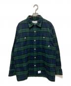 WTAPSダブルタップス）の古着「UNION LS SHIRT/ロングスリーブシャツ」｜ネイビー×グリーン