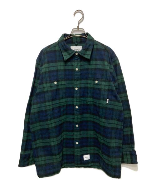 WTAPS（ダブルタップス）WTAPS (ダブルタップス) UNION LS SHIRT/ロングスリーブシャツ ネイビー×グリーン サイズ:03の古着・服飾アイテム