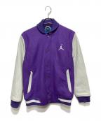 JORDANジョーダン）の古着「アームレザースタジャン/PURPLE JARSITY JACKET」｜パープル