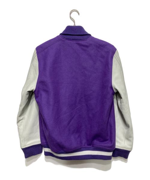 JORDAN（ジョーダン）JORDAN (ジョーダン) アームレザースタジャン/PURPLE JARSITY JACKET パープル サイズ:Ｍの古着・服飾アイテム