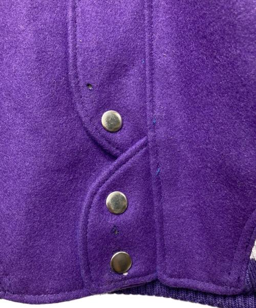 JORDAN（ジョーダン）JORDAN (ジョーダン) アームレザースタジャン/PURPLE JARSITY JACKET パープル サイズ:Ｍの古着・服飾アイテム