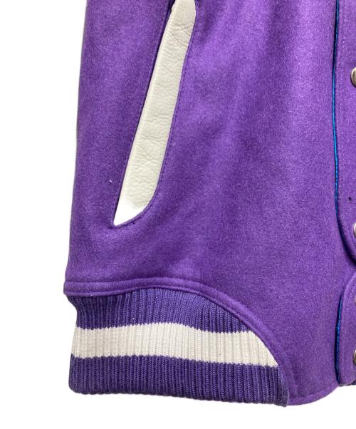 JORDAN（ジョーダン）JORDAN (ジョーダン) アームレザースタジャン/PURPLE JARSITY JACKET パープル サイズ:Ｍの古着・服飾アイテム