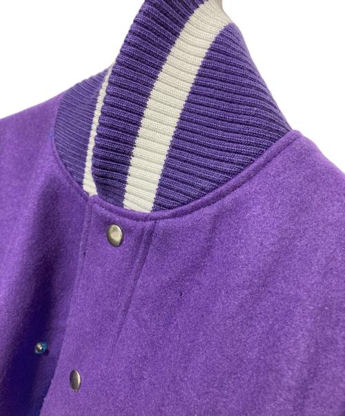 JORDAN（ジョーダン）JORDAN (ジョーダン) アームレザースタジャン/PURPLE JARSITY JACKET パープル サイズ:Ｍの古着・服飾アイテム