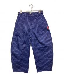 9090（9090）の古着「Stripe Tuck Buggy Pants/ワークパンツ」｜ネイビー