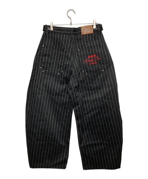 9090（9090）9090 (9090) Stripe Tuck Buggy Pants/ストライプ タック バギー パンツ ブラック サイズ:Ｍの古着・服飾アイテム