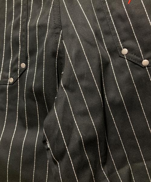 9090（9090）9090 (9090) Stripe Tuck Buggy Pants/ストライプ タック バギー パンツ ブラック サイズ:Ｍの古着・服飾アイテム
