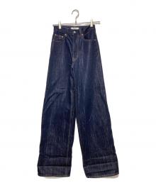 moussy（マウジー）の古着「GLITTER DENIM WIDE STRAIGHT/デニムパンツ」｜インディゴ