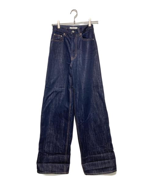 moussy（マウジー）moussy (マウジー) GLITTER DENIM WIDE STRAIGHT/デニムパンツ インディゴの古着・服飾アイテム