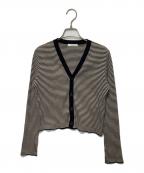 MACPHEEマカフィー）の古着「コットンリブ Vネックショートカーディガン」｜ネイビー×ホワイト