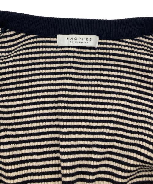 MACPHEE（マカフィー）MACPHEE (マカフィー) コットンリブ Vネックショートカーディガン ネイビー×ホワイト サイズ:Sの古着・服飾アイテム