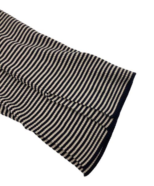 MACPHEE（マカフィー）MACPHEE (マカフィー) コットンリブ Vネックショートカーディガン ネイビー×ホワイト サイズ:Sの古着・服飾アイテム