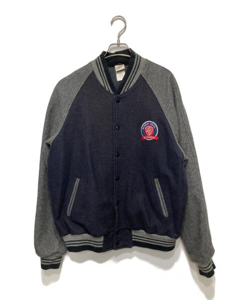 WARNER BROS（ワーナーブラザース）warner bros (ワーナーブラザース) ウールスタジャン グレー×ネイビー サイズ:Mの古着・服飾アイテム
