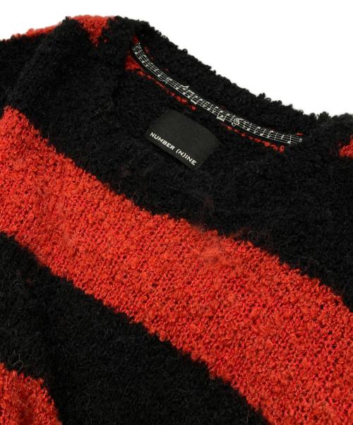 NUMBER (N)INE（ナンバーナイン）NUMBER (N)INE (ナンバーナイン) ウールアルパカ混ボーダーニット ブラック×レッド サイズ:4の古着・服飾アイテム