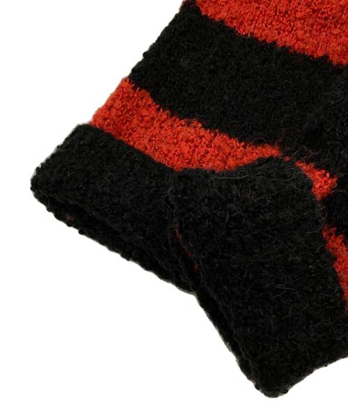 NUMBER (N)INE（ナンバーナイン）NUMBER (N)INE (ナンバーナイン) ウールアルパカ混ボーダーニット ブラック×レッド サイズ:4の古着・服飾アイテム