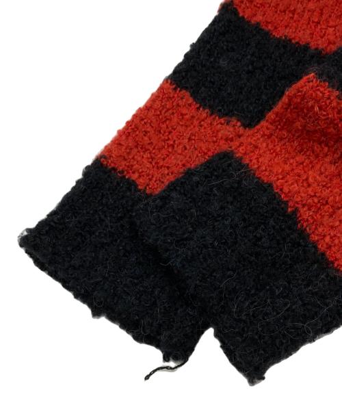 NUMBER (N)INE（ナンバーナイン）NUMBER (N)INE (ナンバーナイン) ウールアルパカ混ボーダーニット ブラック×レッド サイズ:4の古着・服飾アイテム