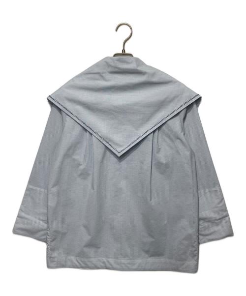 YORI（ヨリ）YORI (ヨリ) セーラーリボンチェックシャツ ブルー サイズ:36の古着・服飾アイテム