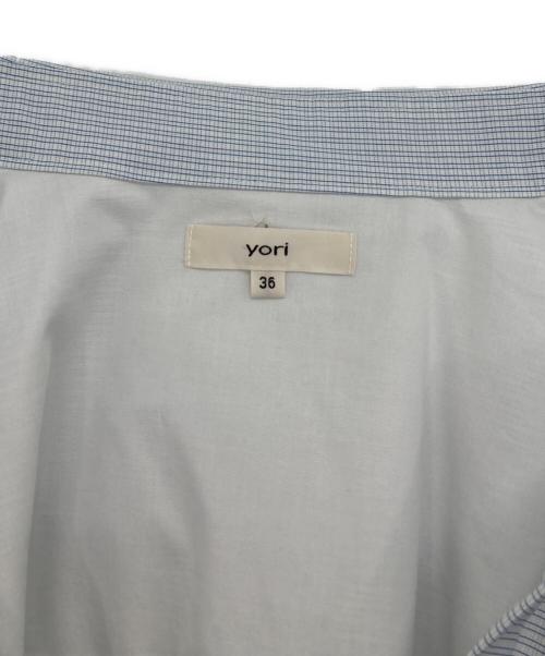 YORI（ヨリ）YORI (ヨリ) セーラーリボンチェックシャツ ブルー サイズ:36の古着・服飾アイテム