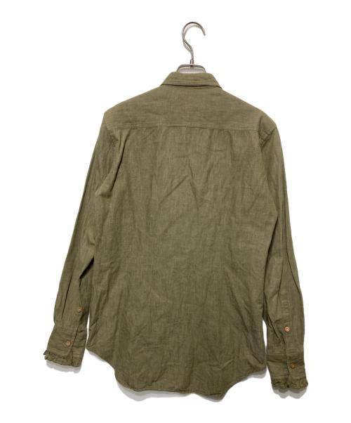 BROWN by 2-tacs（ブラウンバイツータックス）BROWN by 2-tacs (ブラウンバイツータックス) コットンリネンフリルシャツ カーキ サイズ:Ｍの古着・服飾アイテム