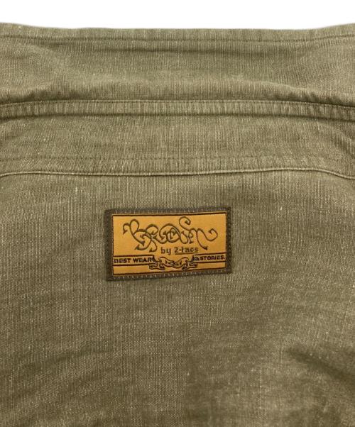BROWN by 2-tacs（ブラウンバイツータックス）BROWN by 2-tacs (ブラウンバイツータックス) コットンリネンフリルシャツ カーキ サイズ:Ｍの古着・服飾アイテム
