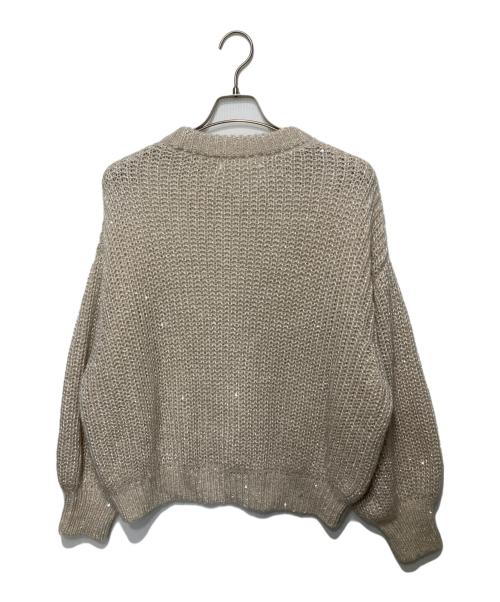 THE PAUSE（ザポーズ）THE PAUSE (ザポーズ) スパンコールニットプルオーバー ベージュ サイズ:Fの古着・服飾アイテム