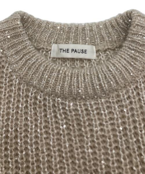 THE PAUSE（ザポーズ）THE PAUSE (ザポーズ) スパンコールニットプルオーバー ベージュ サイズ:Fの古着・服飾アイテム
