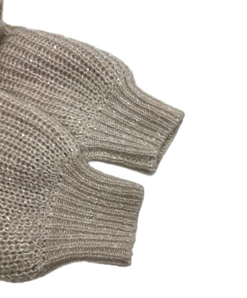 THE PAUSE（ザポーズ）THE PAUSE (ザポーズ) スパンコールニットプルオーバー ベージュ サイズ:Fの古着・服飾アイテム