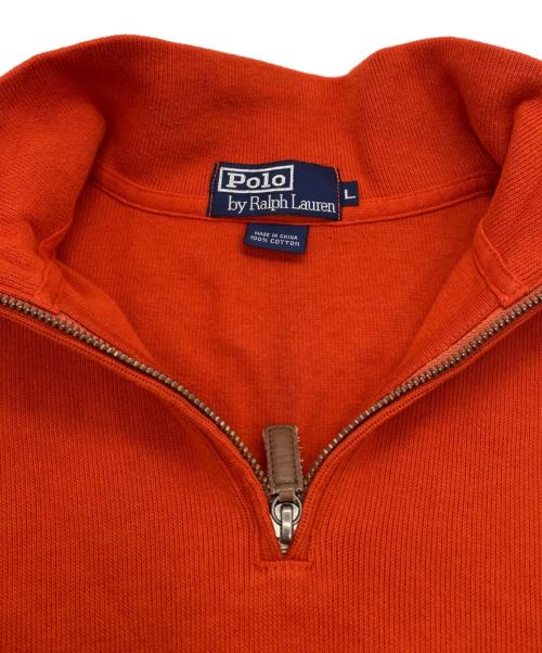 POLO RALPH LAUREN（ポロ・ラルフローレン）POLO RALPH LAUREN (ポロ・ラルフローレン) ポニー刺繍ハーフジップスウェット オレンジ サイズ:Lの古着・服飾アイテム