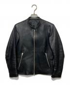 LIDnMリドム）の古着「ラムレザーシングルライダースジャケット」｜ブラック