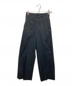 SALON adam et rope'サロンアダムエロペ）の古着「コットンライクスタイルアップワイドパンツ」｜ブラック