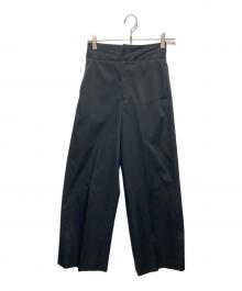 SALON adam et rope'（サロンアダムエロペ）の古着「コットンライクスタイルアップワイドパンツ」｜ブラック