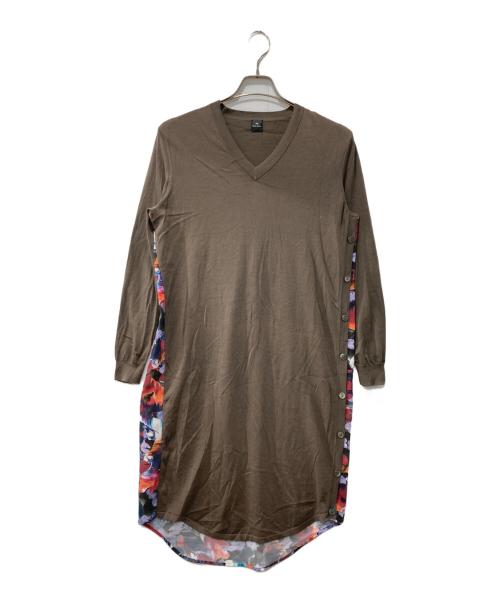 PS Paul Smith（ＰＳポールスミス）PS Paul Smith (ＰＳポールスミス) 切替ニットワンピース ブラウン サイズ:Mの古着・服飾アイテム