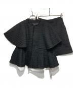 RUIRUE BOUTIQUEルイルエブティック）の古着「ツイードケープジャケット＆パンツセットアップスーツ」｜ブラック