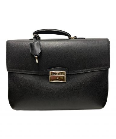 BULGARI ブラックレザー ケース【中古】 中古・古着通販】BVLGARI (ブルガリ) ブリーフケース ブラック