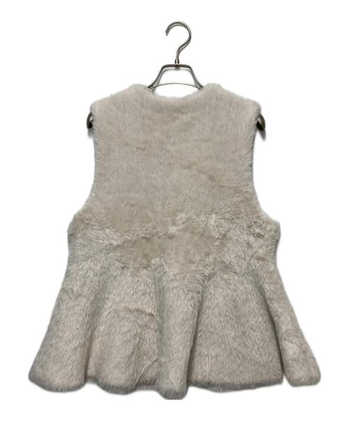 Dignite collier（ディニテ コリエ）Dignite collier (ディニテ コリエ) ジレ フェザーヤーン ペプラム Vネック ベスト ベージュ サイズ:freeの古着・服飾アイテム