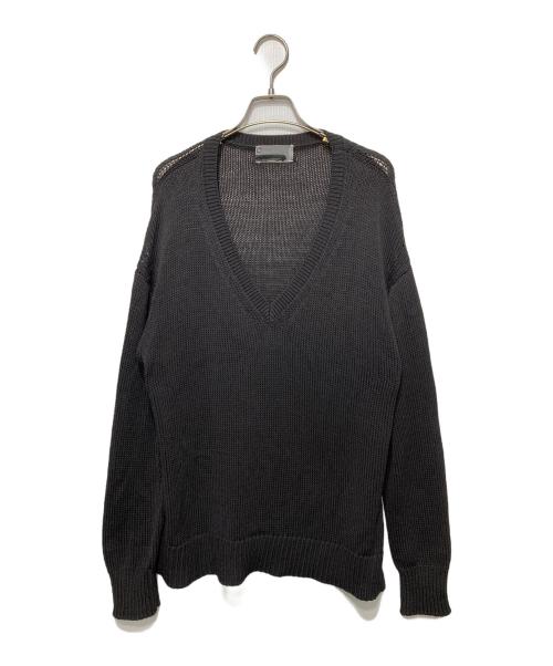 CHAOS（カオス）CHAOS (カオス) シルクコンリリーVネックプルオーバー ニット グレー サイズ:Fの古着・服飾アイテム