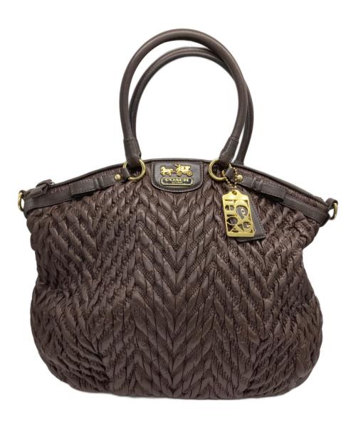 COACH（コーチ）COACH (コーチ) マディソン/キルテッドシェブロントートバッグ ブラウンの古着・服飾アイテム