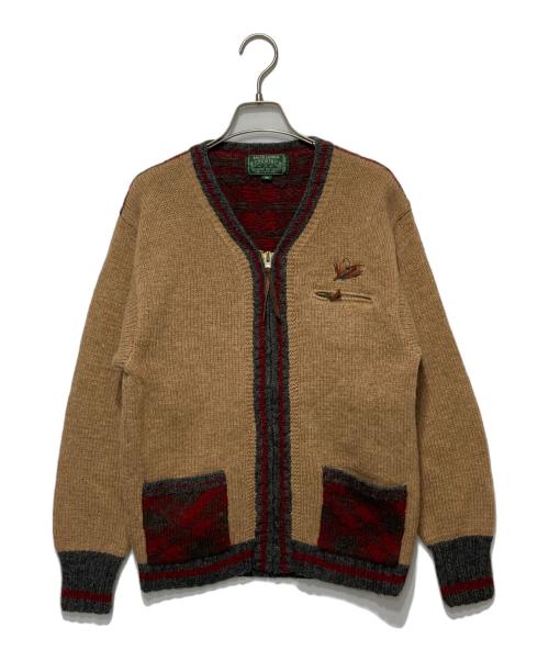RALPH LAUREN COUNTRY（ラルフローレンカントリー）RALPH LAUREN COUNTRY (ラルフローレンカントリー) スウェードエルボーパッチ ジップニットカーディガン ベージュ サイズ:Mの古着・服飾アイテム