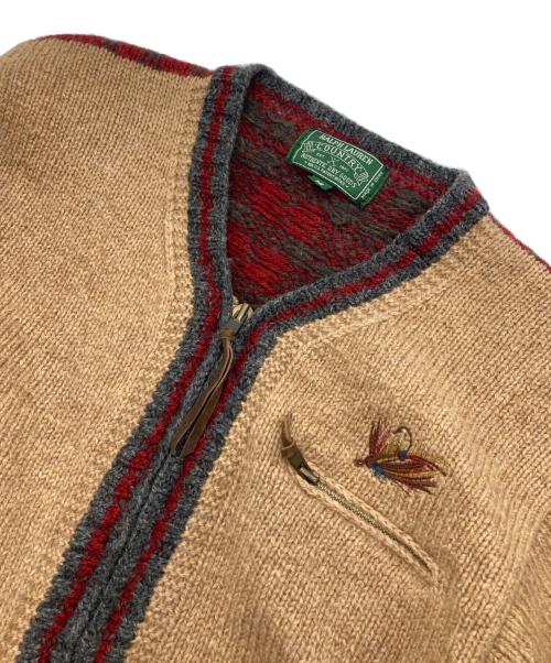 RALPH LAUREN COUNTRY（ラルフローレンカントリー）RALPH LAUREN COUNTRY (ラルフローレンカントリー) スウェードエルボーパッチ ジップニットカーディガン ベージュ サイズ:Mの古着・服飾アイテム