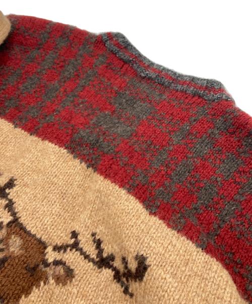 RALPH LAUREN COUNTRY（ラルフローレンカントリー）RALPH LAUREN COUNTRY (ラルフローレンカントリー) スウェードエルボーパッチ ジップニットカーディガン ベージュ サイズ:Mの古着・服飾アイテム