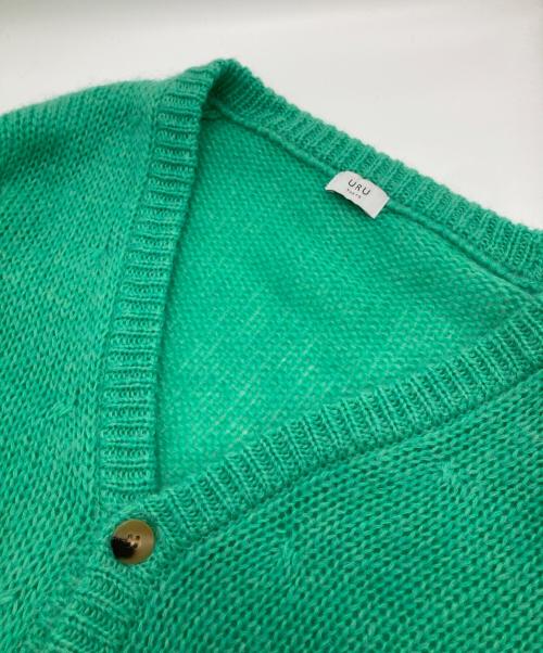 URU（ウル）URU (ウル) WOOL MOHAIR /LONG CARDIGAN/ニットカーディガン グリーン サイズ:freeの古着・服飾アイテム