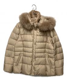 INDIVI（インディヴィ）の古着「ダウンコート/エコファーダウンジャケット」｜ベージュ