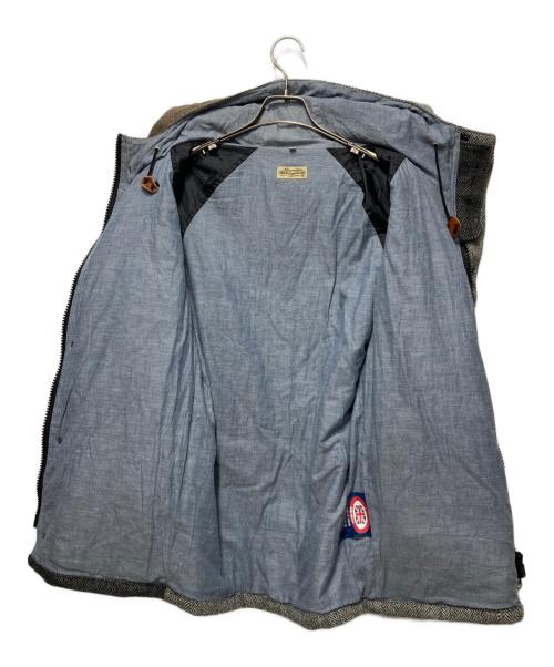 NO means yes（ノーミーンズイエス）NO means yes (ノーミーンズイエス) Harris Tweed (ハリスツイード) パッチワークツイードフーデッドジャケット グレー サイズ:Lの古着・服飾アイテム