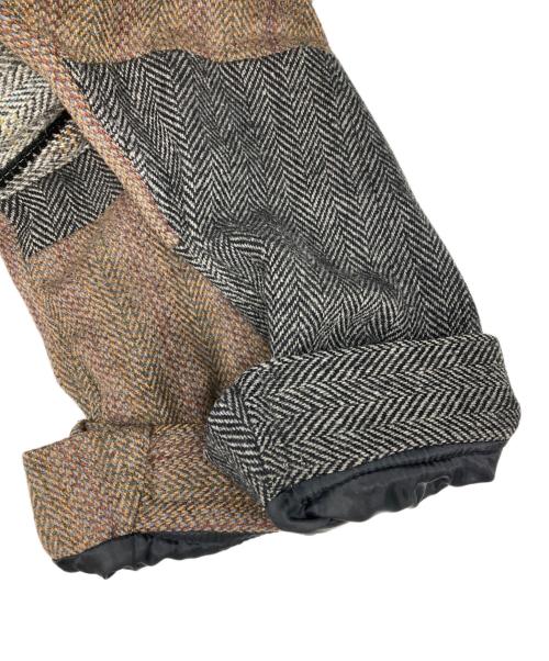 NO means yes（ノーミーンズイエス）NO means yes (ノーミーンズイエス) Harris Tweed (ハリスツイード) パッチワークツイードフーデッドジャケット グレー サイズ:Lの古着・服飾アイテム