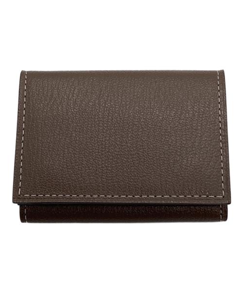 l'arcobaleno（ラルコバレーノ）l'arcobaleno (ラルコバレーノ) 3つ折り財布/ゴートレザーミニウォレット ブルー×グレーの古着・服飾アイテム