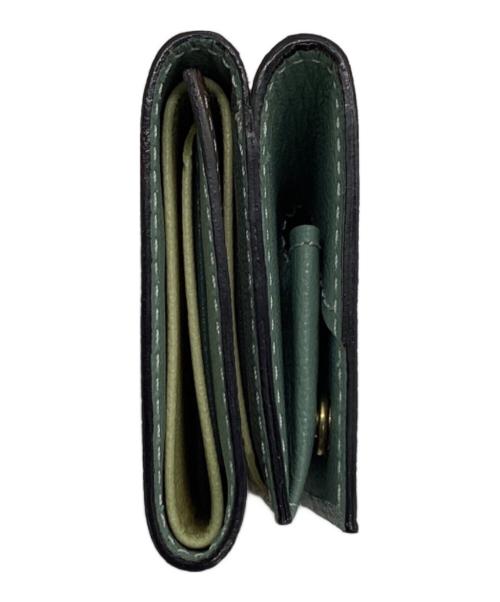 l'arcobaleno（ラルコバレーノ）l'arcobaleno (ラルコバレーノ) 3つ折り財布/ゴートレザーミニウォレット ブルー×グレーの古着・服飾アイテム