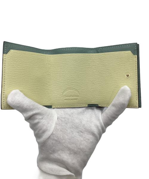 l'arcobaleno（ラルコバレーノ）l'arcobaleno (ラルコバレーノ) 3つ折り財布/ゴートレザーミニウォレット ブルー×グレーの古着・服飾アイテム