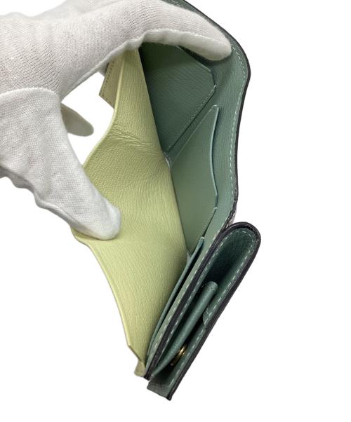 l'arcobaleno（ラルコバレーノ）l'arcobaleno (ラルコバレーノ) 3つ折り財布/ゴートレザーミニウォレット ブルー×グレーの古着・服飾アイテム