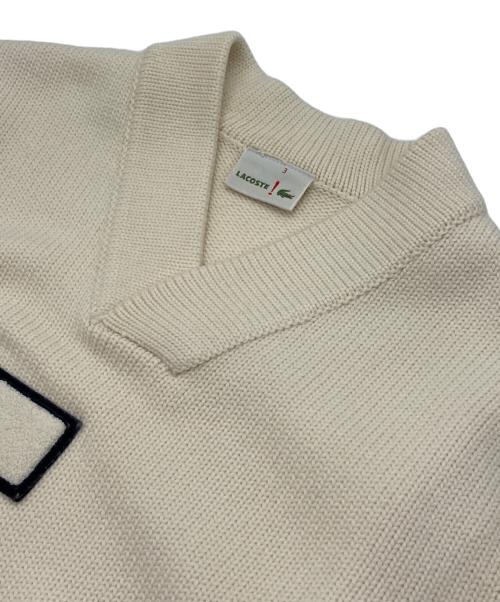 LACOSTE（ラコステ）LACOSTE (ラコステ) フロントワッペンニット ホワイト サイズ:3の古着・服飾アイテム